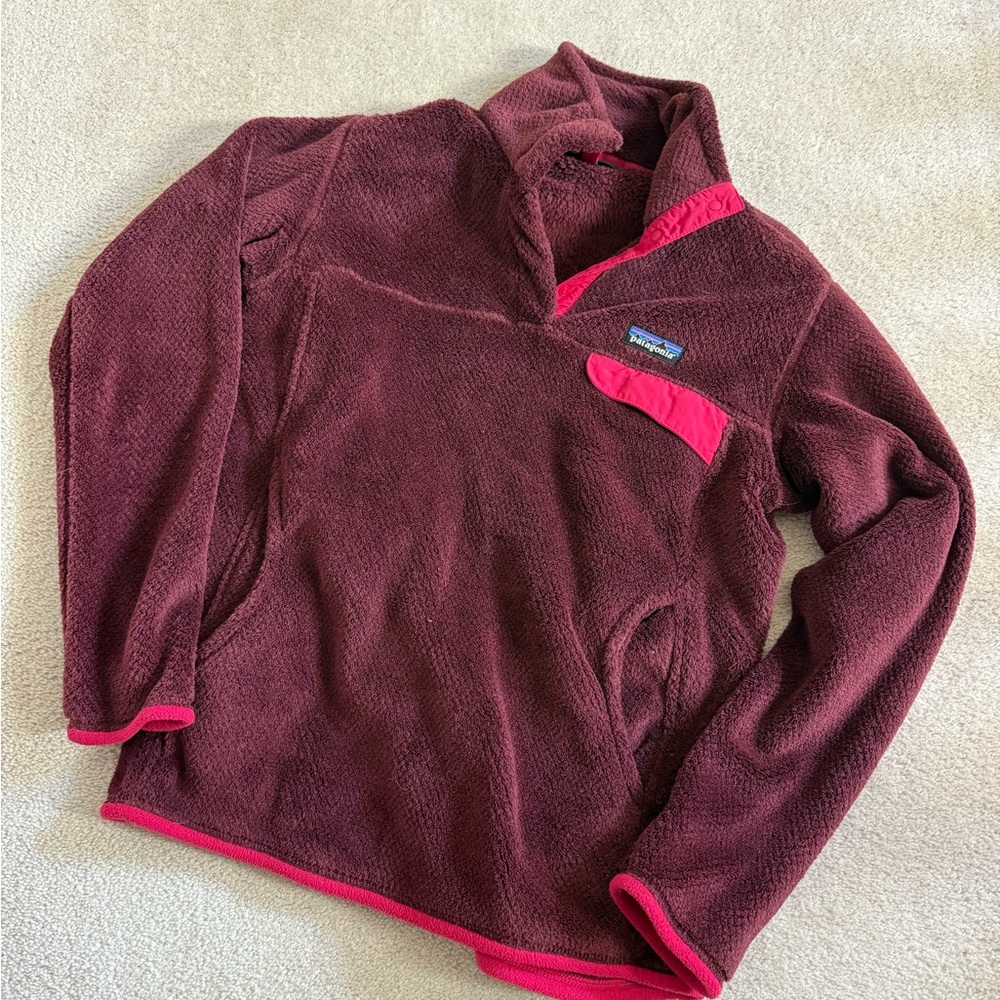 Patagonia Maroon and Pink Fleece Pullover